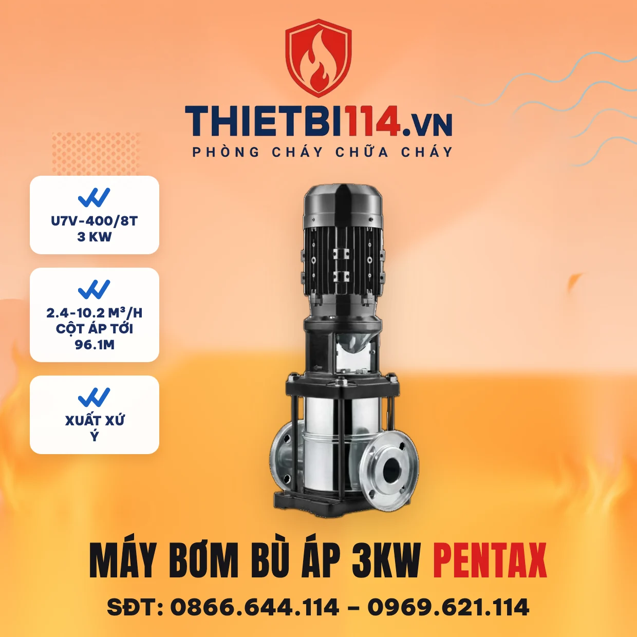 Máy bơm bù áp 3kW (U7V-400/8T) - Pentax – ảnh bìa thietbi114.vn Máy bơm bù áp 3kW (U7V-400/8T) - Pentax – ảnh bìa thietbi114.vn