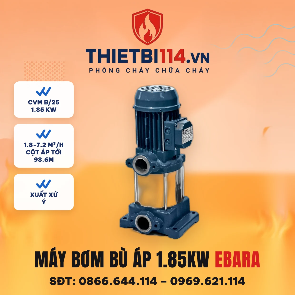 Máy bơm bù áp 1,85kW (CVM B/25) - Ebara – ảnh bìa thietbi114.vn Máy bơm bù áp 1,85kW (CVM B/25) - Ebara – ảnh bìa thietbi114.vn