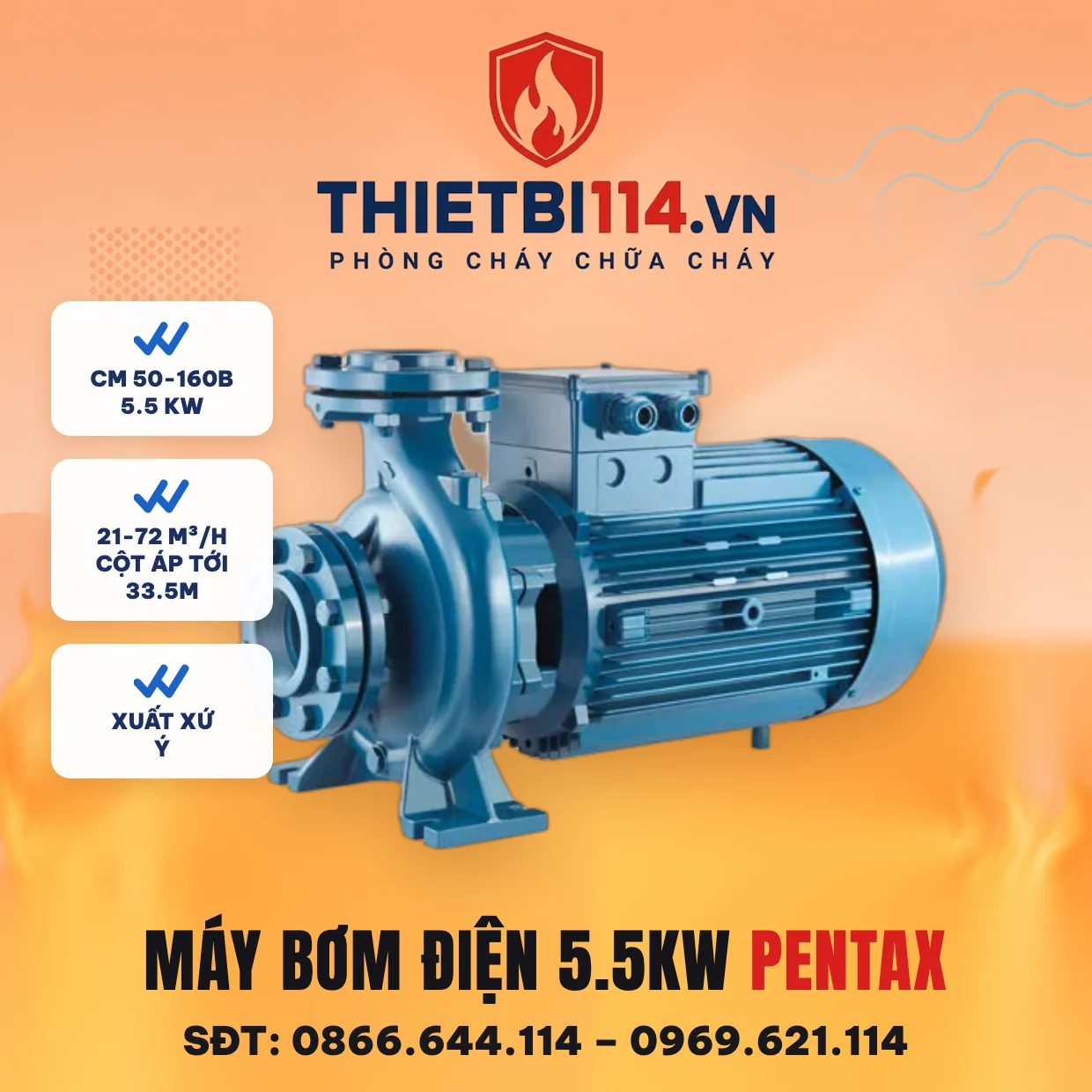 Máy bơm điện 5,5kW (CM 50-160B) - Pentax – ảnh bìa thietbi114.vn Máy bơm điện 5,5kW (CM 50-160B) - Pentax – ảnh bìa thietbi114.vn