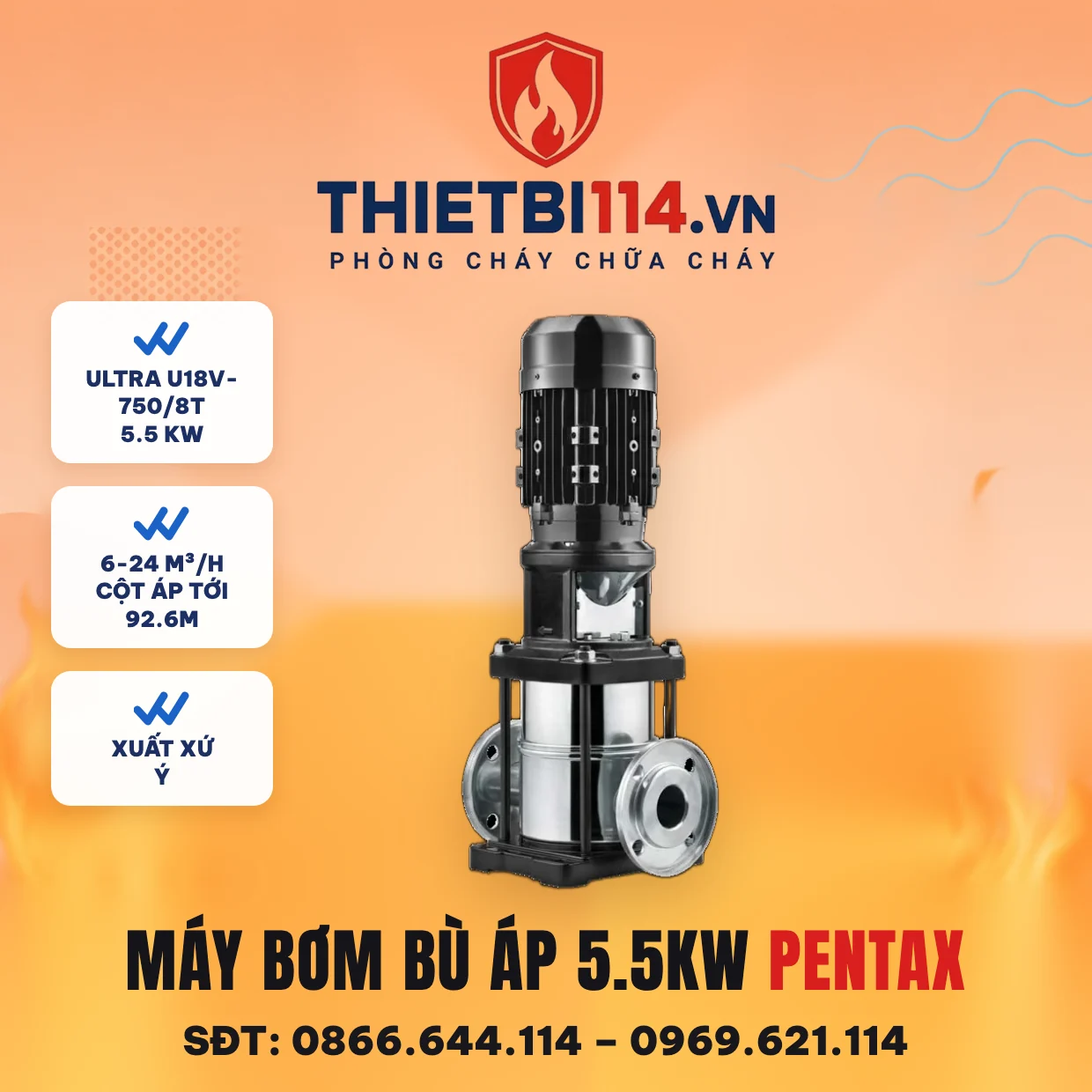 Máy bơm bù áp 5,5kW (U18V-750/8T) - Pentax – ảnh bìa thietbi114.vn Máy bơm bù áp 5,5kW (U18V-750/8T) - Pentax – ảnh bìa thietbi114.vn