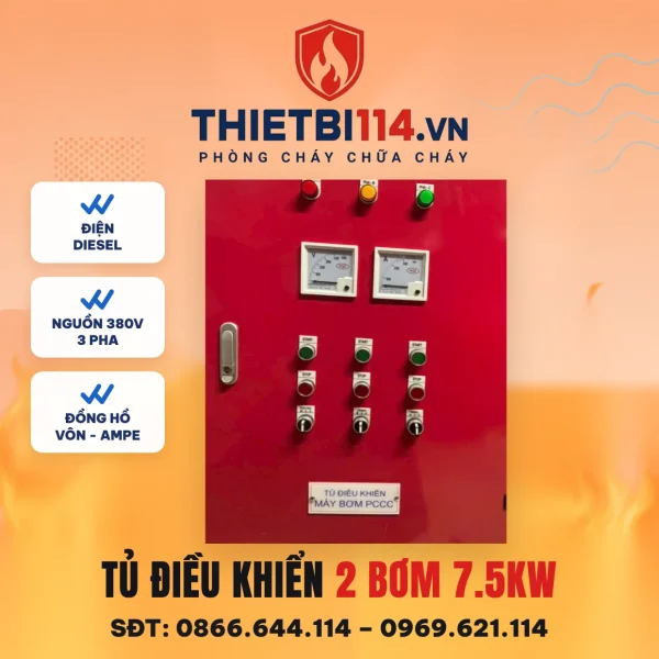 Tủ điều khiển 2 bơm 7,5kW (điện + diesel) – ảnh bìa thietbi114.vn