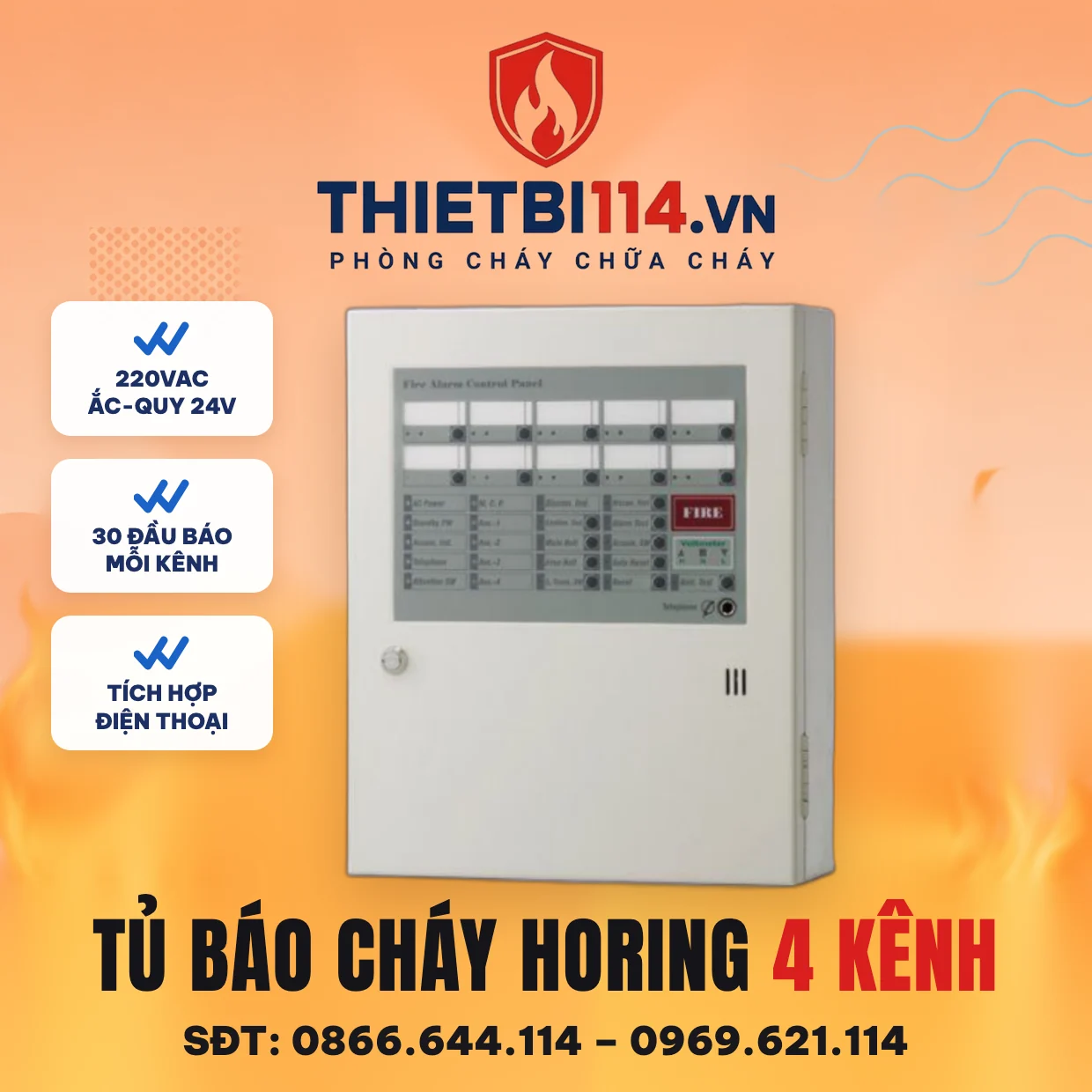 Tủ Báo Cháy Horing 4 Kênh Tủ Báo Cháy Horing 4 Kênh