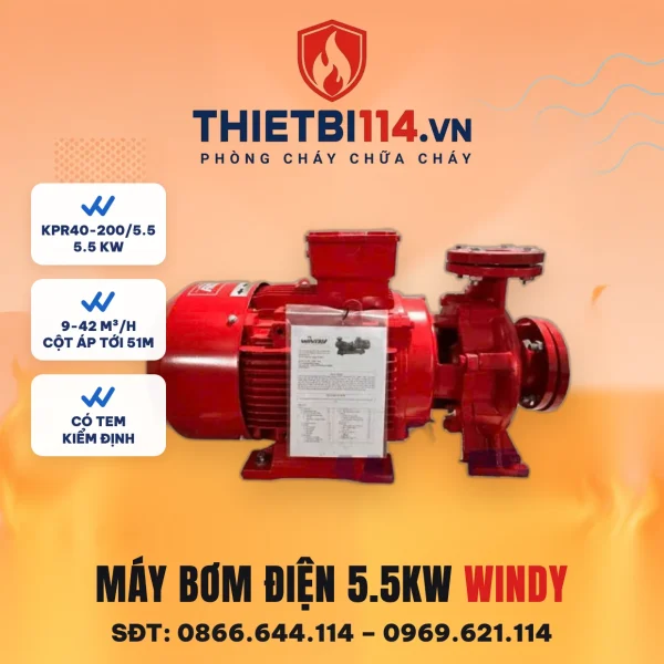 Máy bơm điện 5,5kW (KPR40-200/5.5) - Windy có kiểm định/lưu thông – ảnh bìa thietbi114.vn