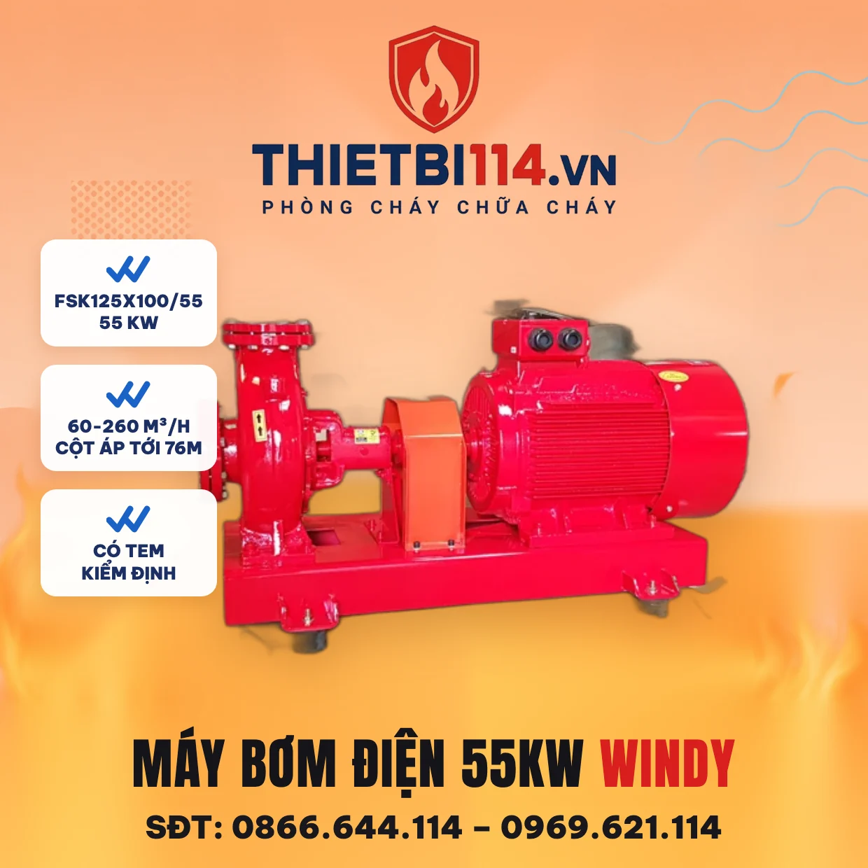 Máy bơm điện 55kW (FSK125x100/55) - Windy có kiểm định/lưu thông – ảnh bìa thietbi114.vn Máy bơm điện 55kW (FSK125x100/55) - Windy có kiểm định/lưu thông – ảnh bìa thietbi114.vn