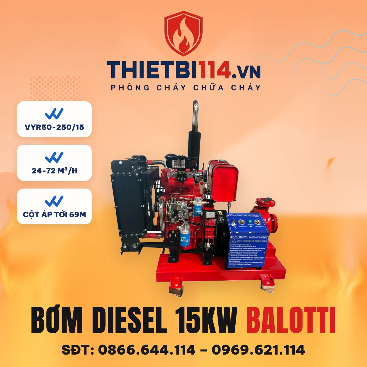 Máy bơm diesel 15kW - Balotti có kiểm định/lưu thông