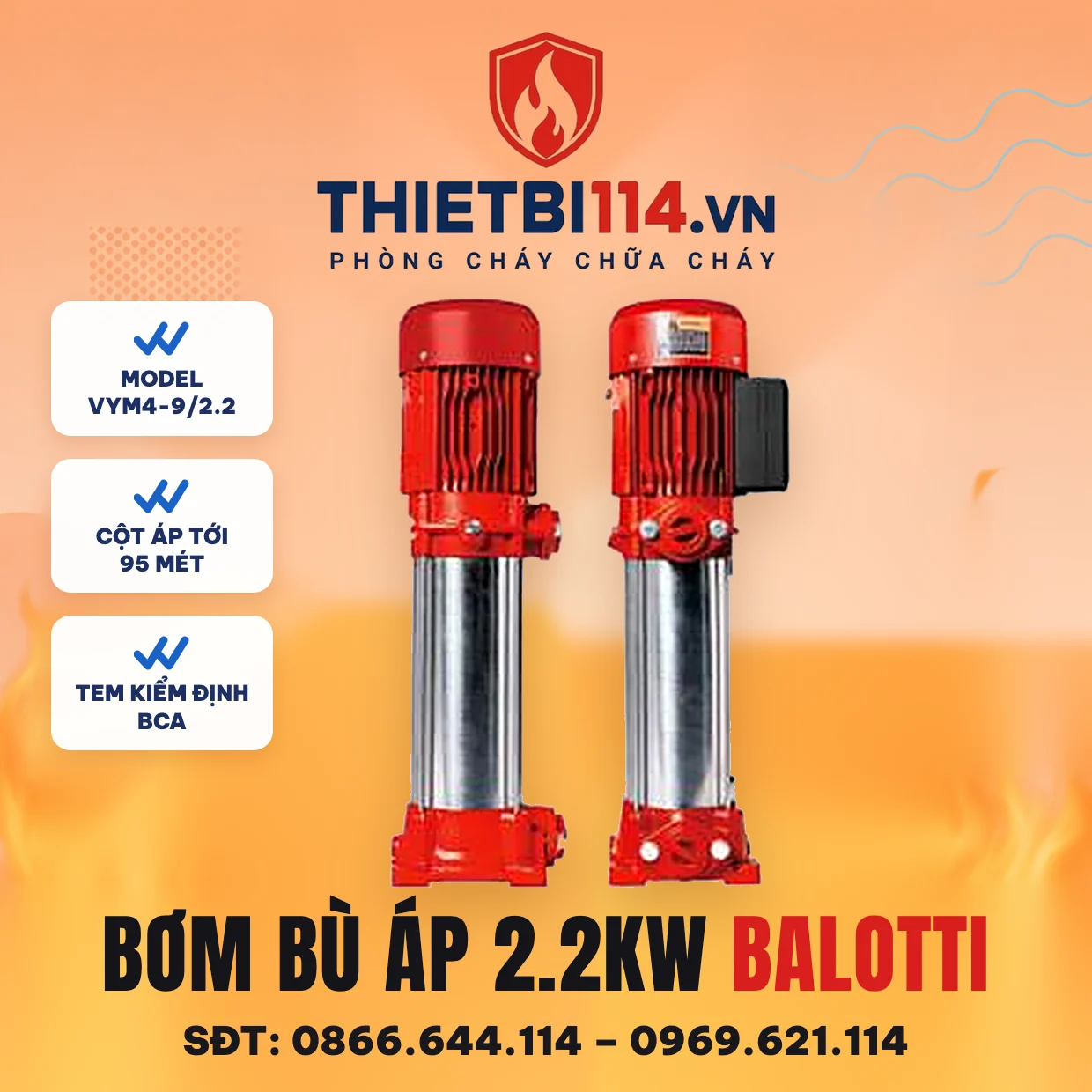 Máy bơm bù áp 2,2kW - Balotti có kiểm định/lưu thông