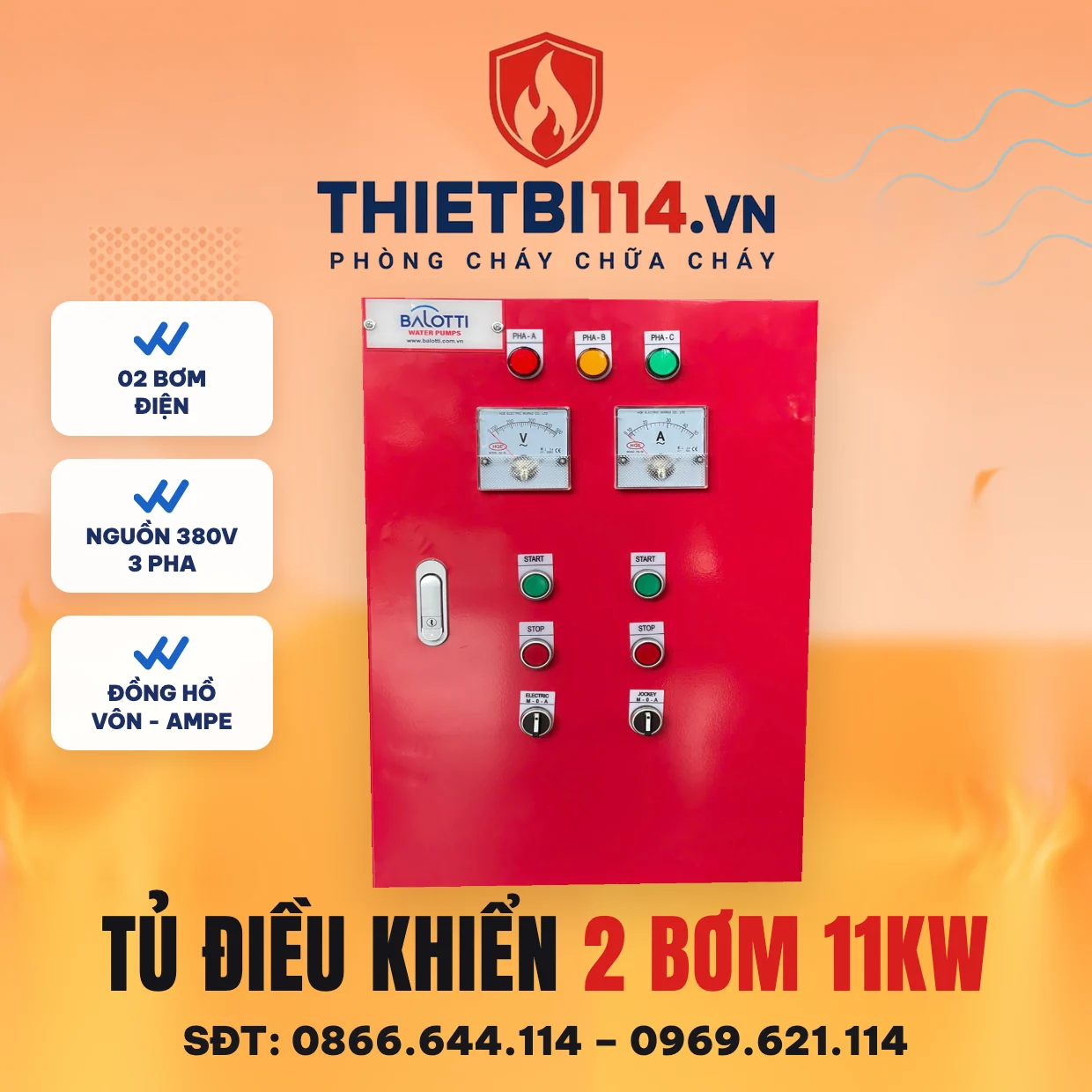 Tủ điều khiển 2 bơm điện 11kW