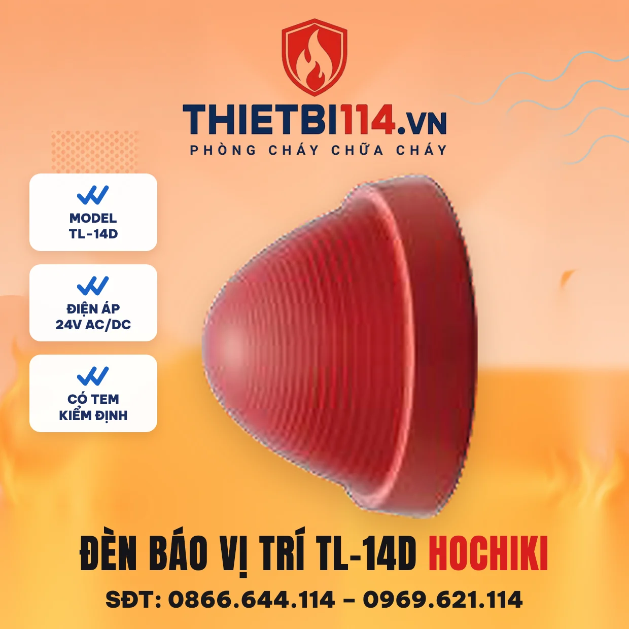 Đèn báo vị trí Hochiki TL-14D chụp đỏ 24V Đèn báo vị trí Hochiki TL-14D chụp đỏ 24V
