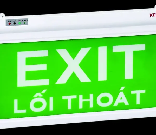 Đèn exit 1 mặt hướng xuống, KT 650-04 – ảnh chính hãng Kentom