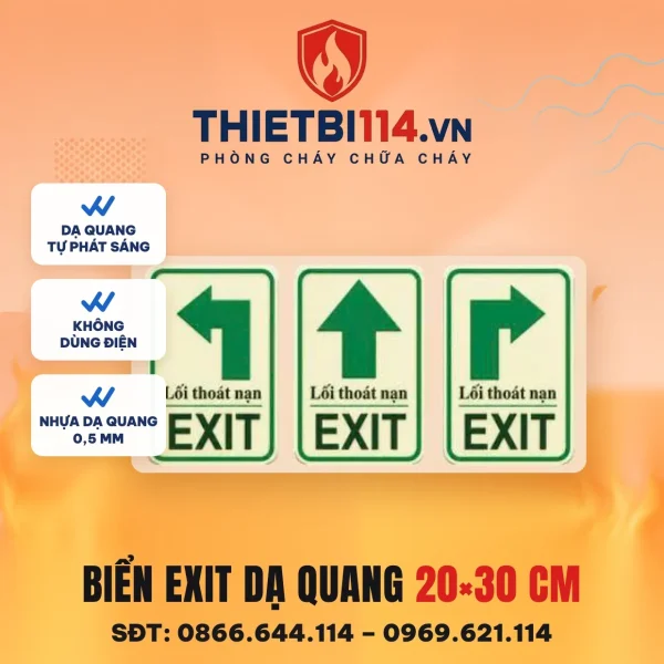 Biển Lối thoát nạn EXIT dạ quang 20x30cm – ảnh sản phẩm