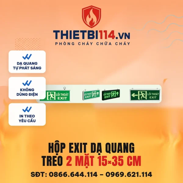 Hộp Exit dạ quang treo 15x35cm 2 mặt – ảnh sản phẩm