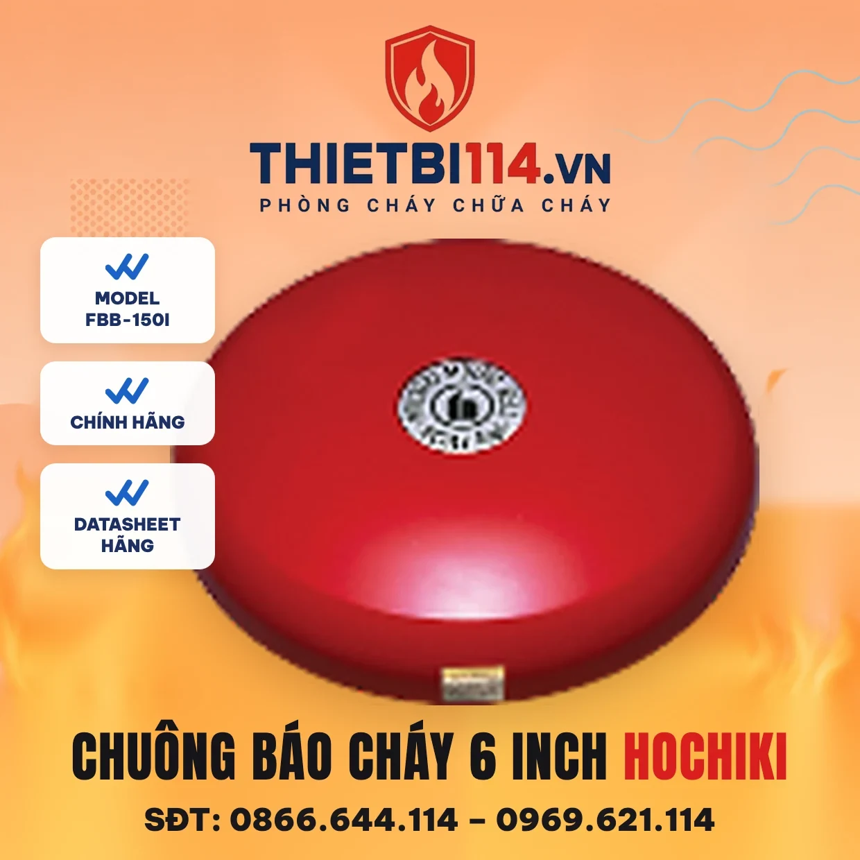 Chuông báo cháy 6 inch FBB-150I Hochiki Chuông báo cháy 6 inch FBB-150I Hochiki