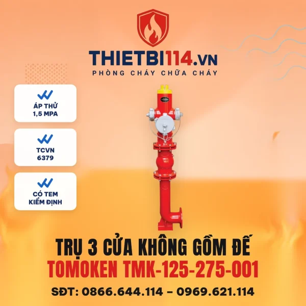 Trụ chữa cháy 3 cửa (ko gồm đế) TMK-125-275-001 – ảnh sản phẩm Tomoken
