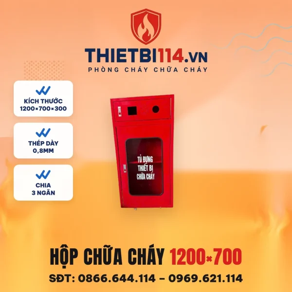 Hộp chữa cháy 1200x700x300x0.8mm tích hợp 3 ngăn – ảnh sản phẩm