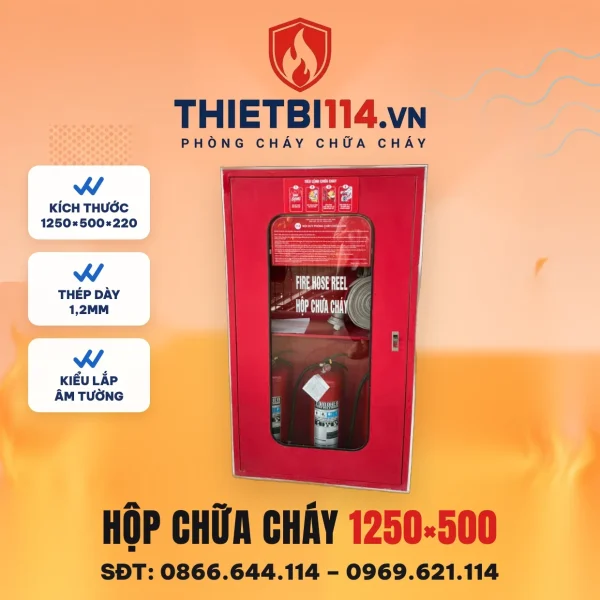 Hộp chữa cháy 1250x500x220x1.2mm tích hợp 2 ngăn âm tường – ảnh sản phẩm