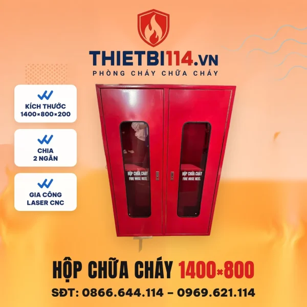 Hộp chữa cháy 1400x800x200x1.2 tích hợp 2 ngăn – ảnh sản phẩm