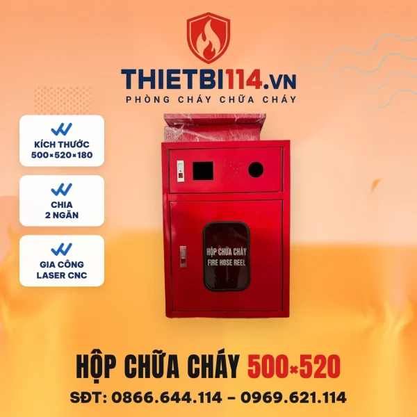 Hộp chữa cháy 500x520x180x0.8 vách tường 2 ngăn – ảnh sản phẩm