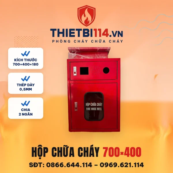 Hộp chữa cháy 700x400x180x0.5mm tích hợp 2 ngăn – ảnh sản phẩm
