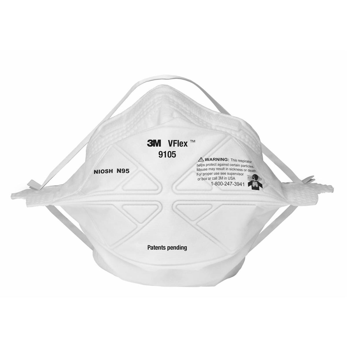 Khẩu trang 3M 9105 VFlex nếp gấp chữ V, nhãn NIOSH N95 Khẩu trang 3M 9105 VFlex nếp gấp chữ V, nhãn NIOSH N95