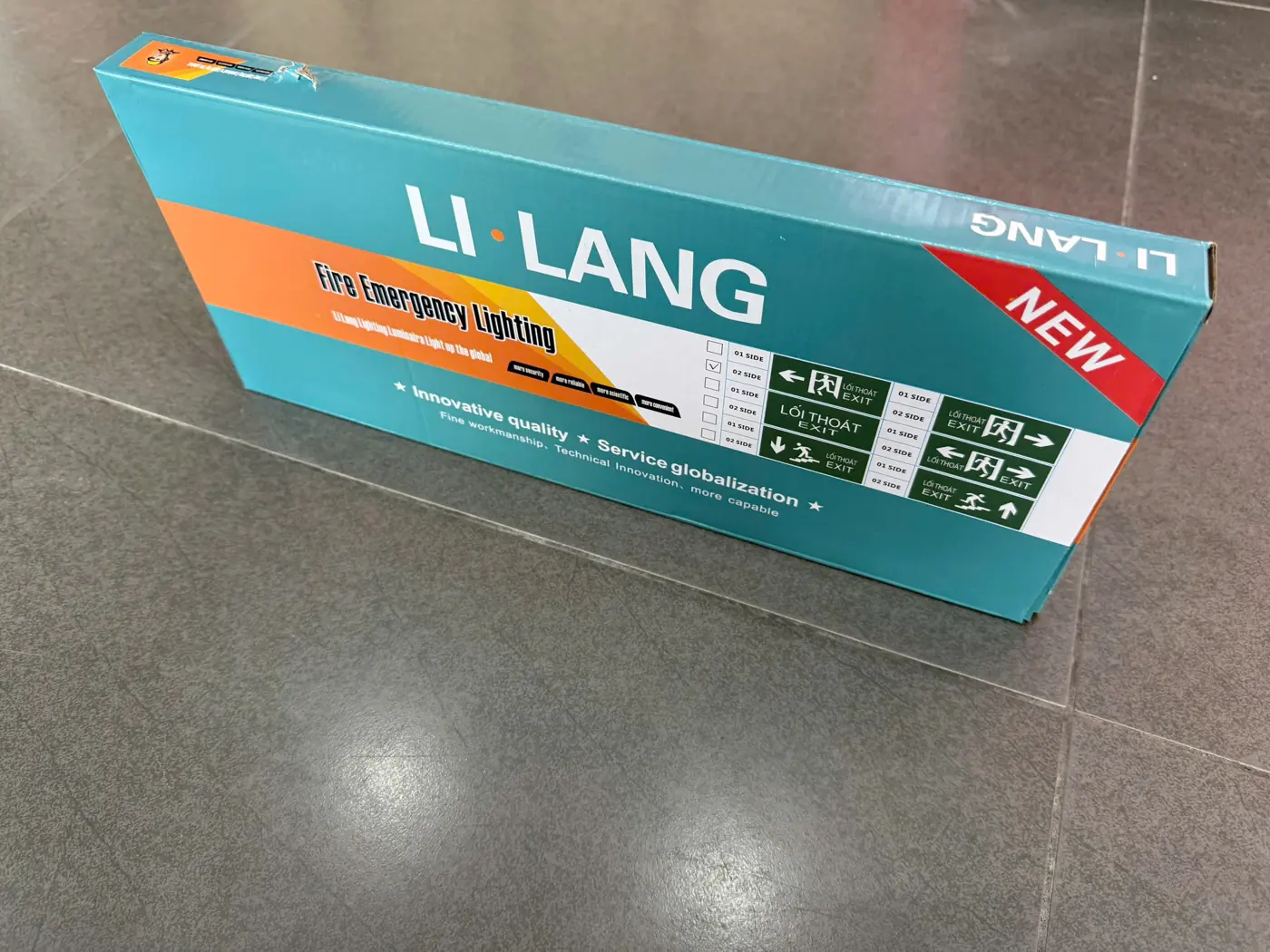 Đèn Exit Lilang 2 mặt chỉ 1 hướng + có tem kiểm định Hộp đèn exit Lilang đánh dấu loại 02 side chỉ 1 hướng – ảnh thực tế tại cửa hàng