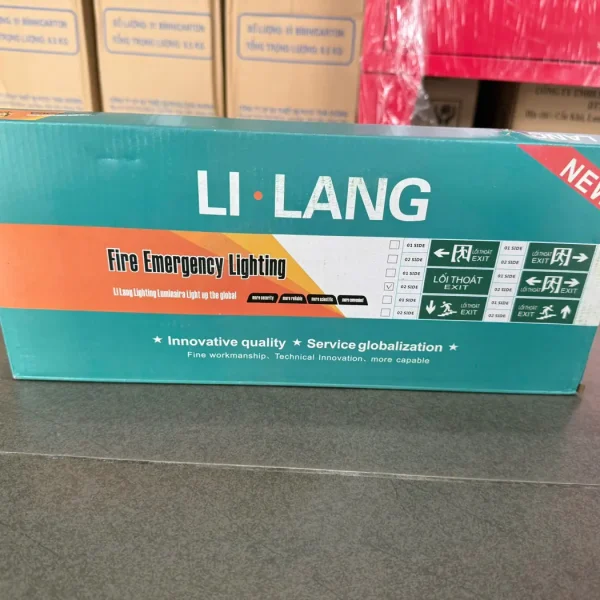 Hộp đèn exit Lilang đánh dấu loại 02 side không chỉ hướng – ảnh thực tế tại cửa hàng