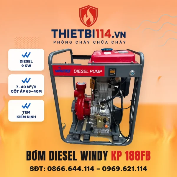 Máy bơm chữa cháy diesel Windy KP 188FB 9kW