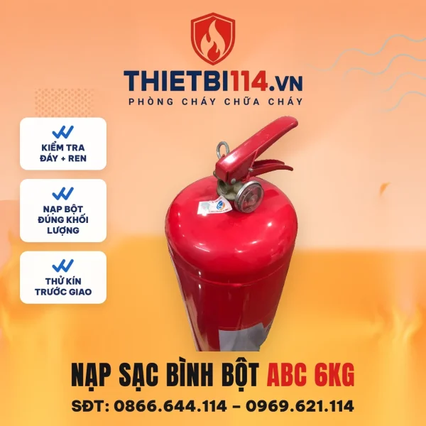 Dịch vụ nạp sạc bình chữa cháy bột ABC 6kg
