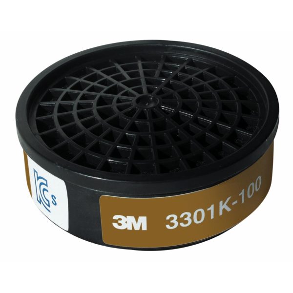 Phin lọc 3M 3301K-100 nhãn nâu, mặt lưới đen, lắp khớp cho mặt nạ 3M 3200