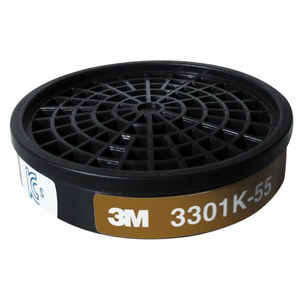 Phin lọc 3M 3301K-55 nhãn nâu, mặt lưới đen, lắp khớp cho mặt nạ 3M 3200