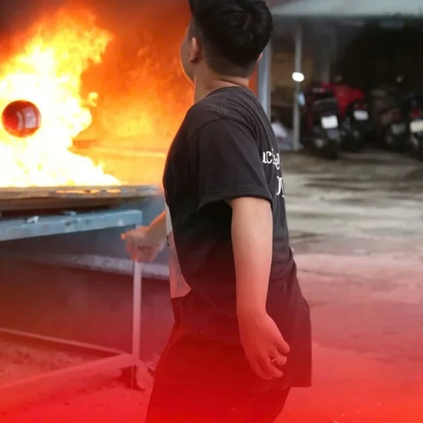 Người dùng ném quả cầu chữa cháy Z113 vào đám cháy thử nghiệm