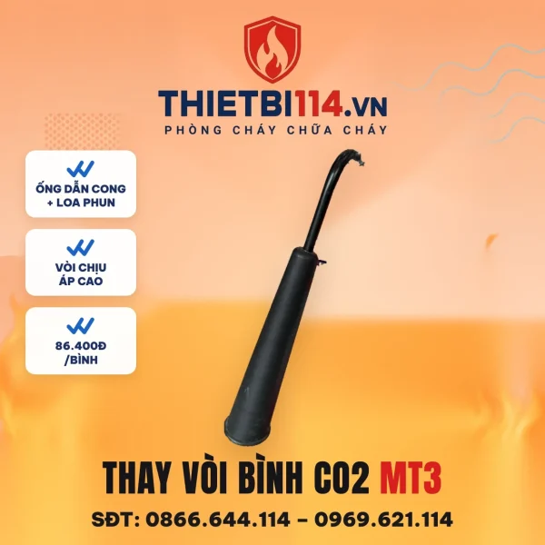 Thay vòi bình chữa cháy khí CO2 MT3 - cụm ống dẫn cong và loa phun