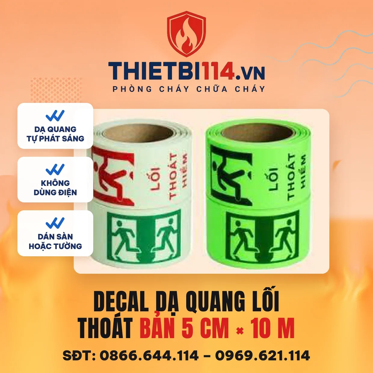 Decal dạ quang lối thoát bản 5cm x 10m Decal dạ quang lối thoát bản 5cm x 10m – ảnh sản phẩm