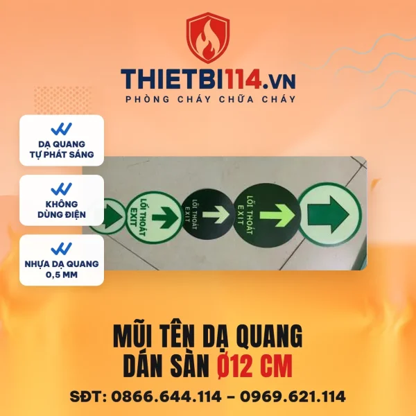 Biển mũi tên tròn dạ quang dán sàn D12cm – ảnh sản phẩm