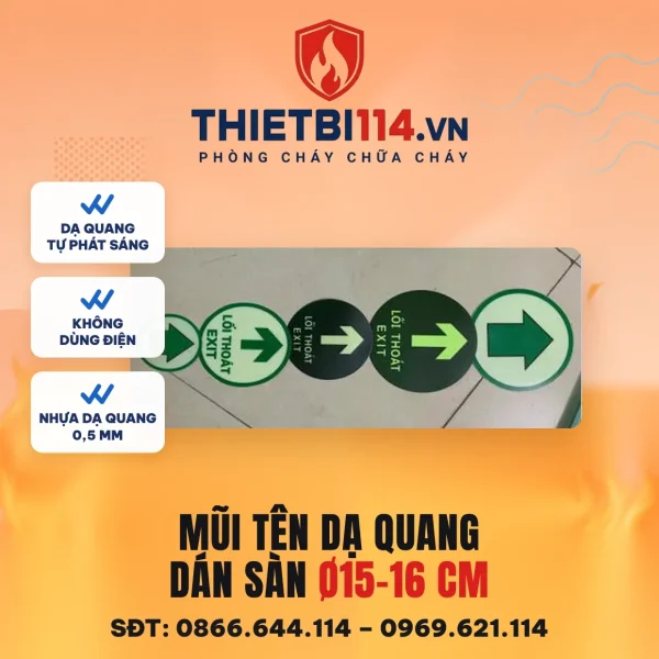 Biển mũi tên tròn dạ quang dán sàn D15-16cm – ảnh sản phẩm
