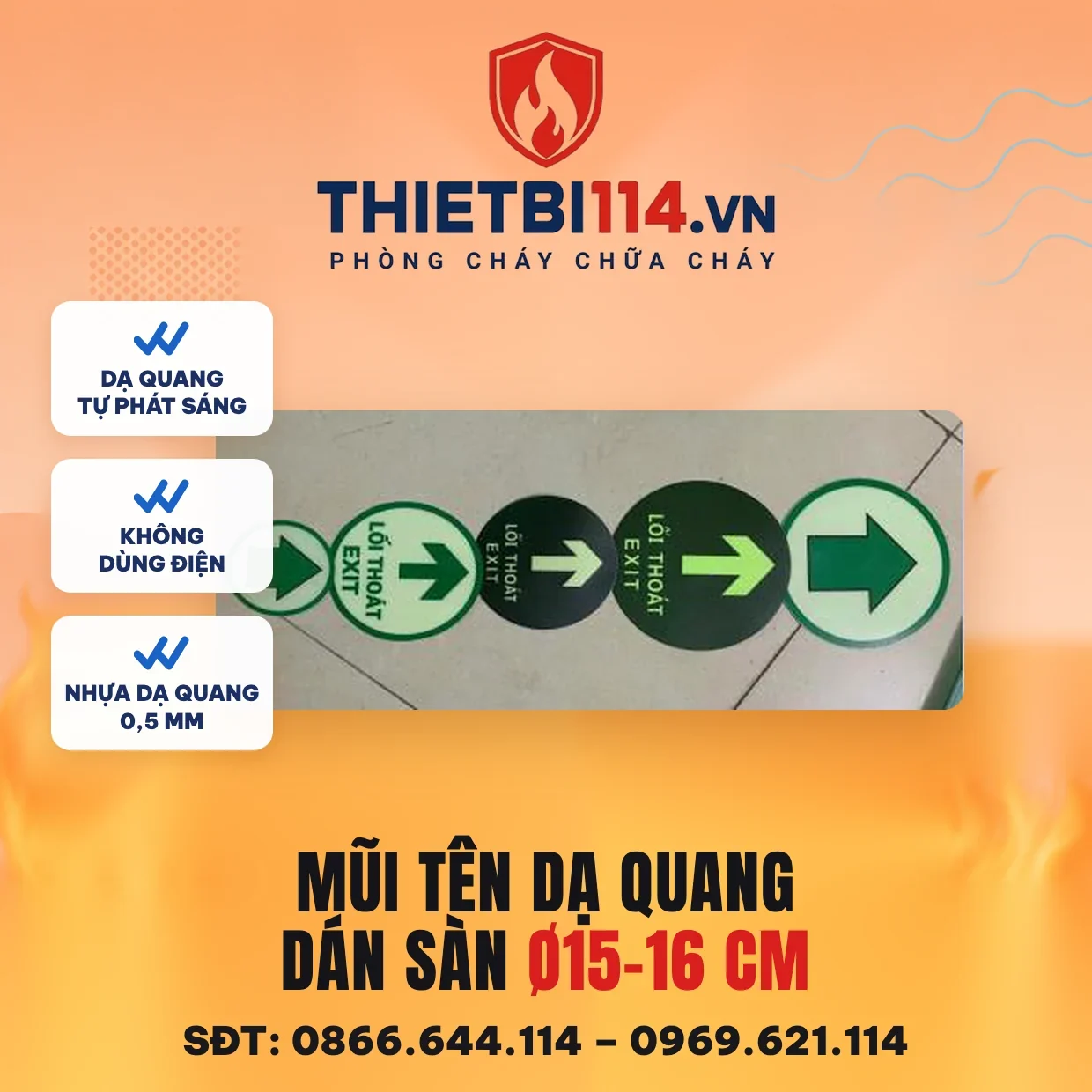 Biển mũi tên tròn dạ quang dán sàn D15-16cm Biển mũi tên tròn dạ quang dán sàn D15-16cm – ảnh sản phẩm