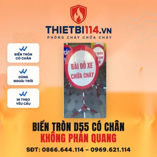 Biển tròn D55cm có chân, không phản quang – ảnh sản phẩm