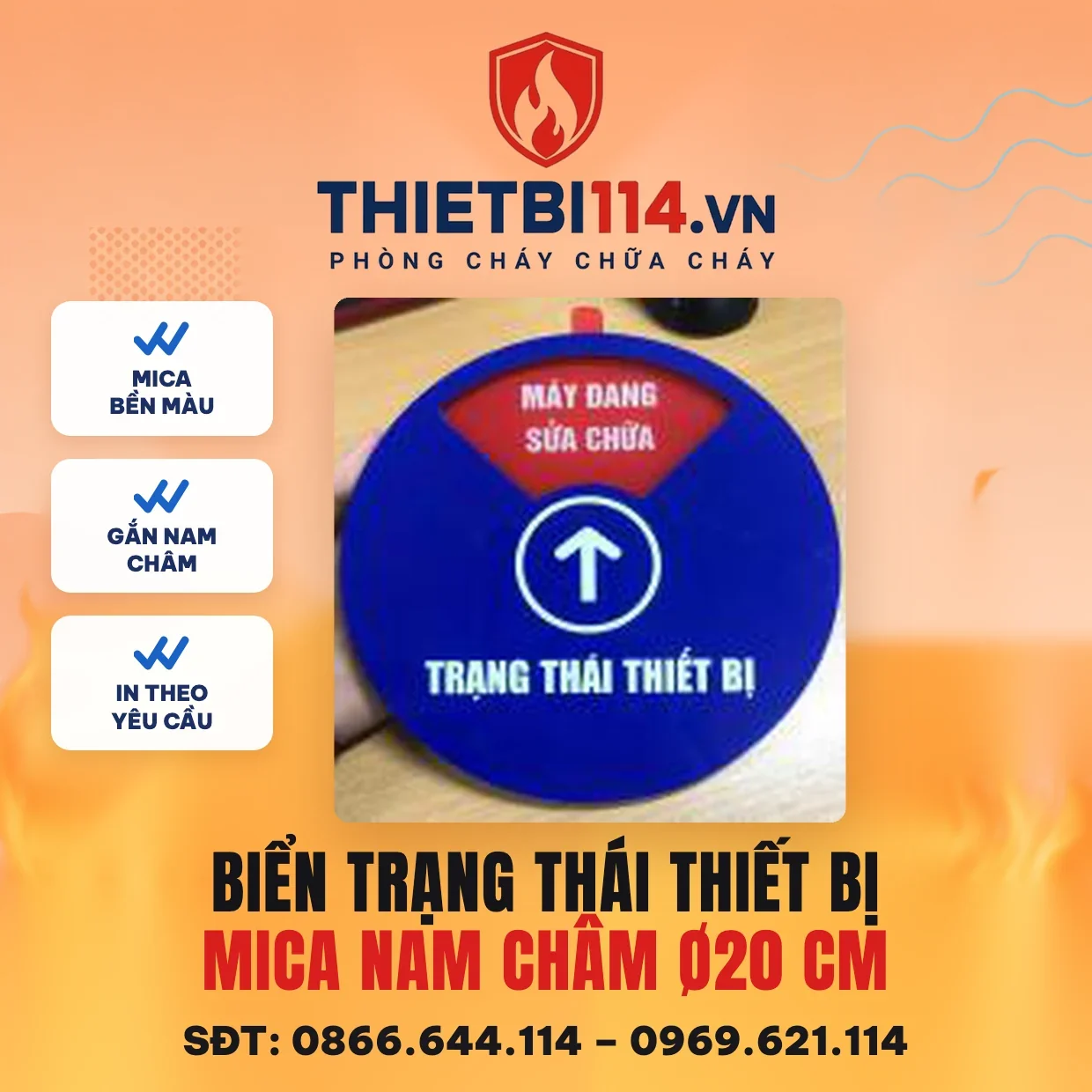 Biển trạng thái thiết bị mica nam châm D20cm Biển trạng thái thiết bị mica nam châm D20cm – ảnh sản phẩm