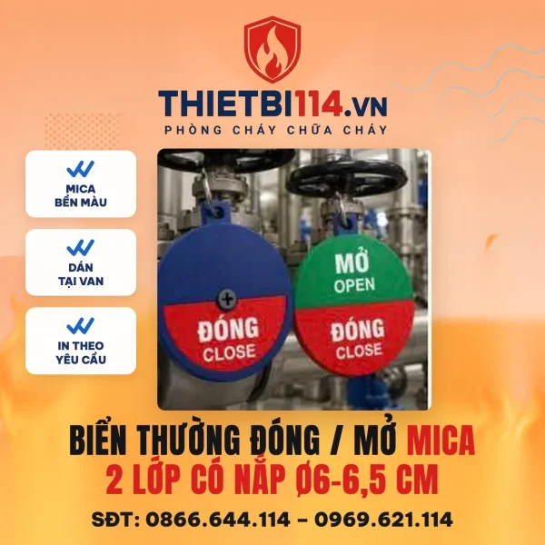 Biển thường đóng/thường mở mica 2 lớp có nắp D6-6.5cm – ảnh sản phẩm