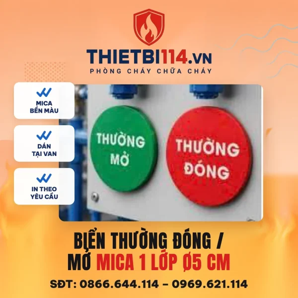 Biển thường đóng/thường mở mica 1 lớp D5cm – ảnh sản phẩm