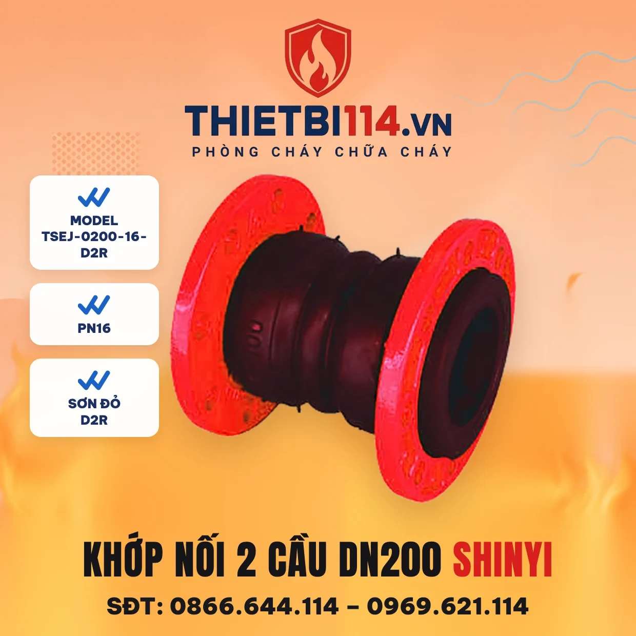 Khớp nối mềm cao su 2 cầu TSEJ-0200-16-D2R ShinYi Khớp nối mềm cao su 2 cầu TSEJ-0200-16-D2R ShinYi