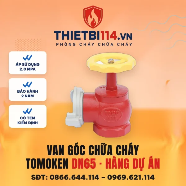 Van góc chữa cháy D65 – ảnh sản phẩm Tomoken