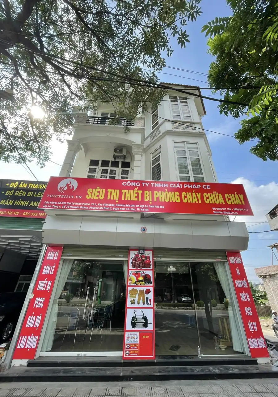 Mặt tiền siêu thị thiết bị phòng cháy chữa cháy Thietbi114 tại 595 Đại lộ Hùng Vương, Việt Trì, Phú Thọ